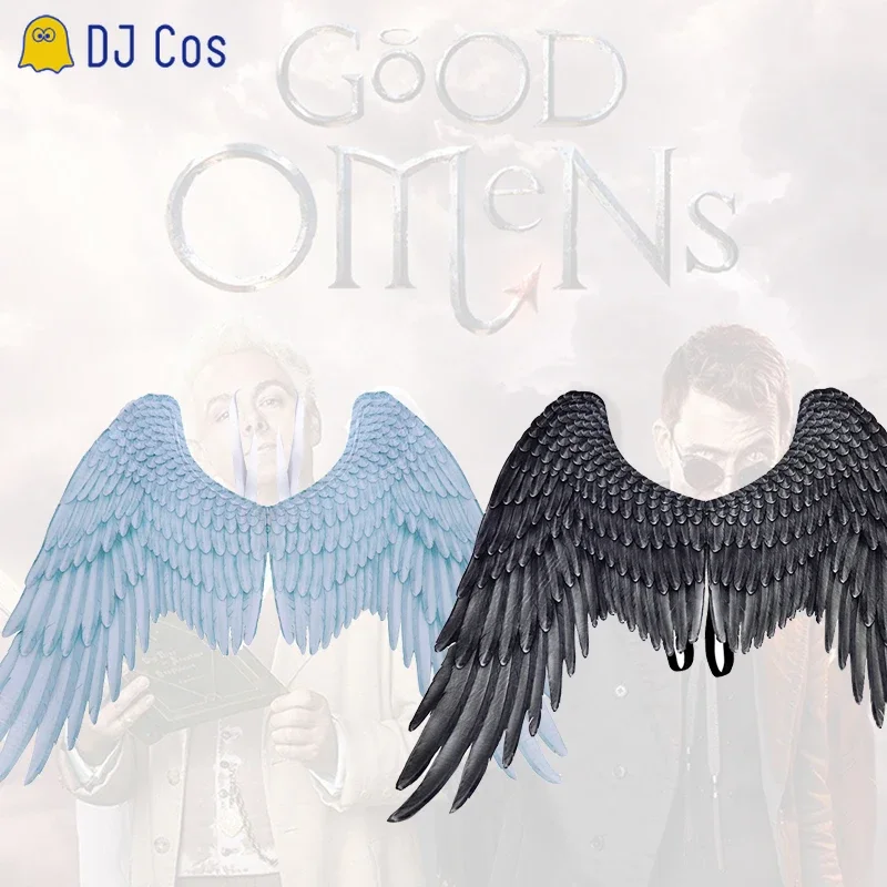 Good Omens Demon Cosplay Wings Devil Crowley Black Wings Angel Aziraphale White Wings Role Play Party Halloween Family Costumes