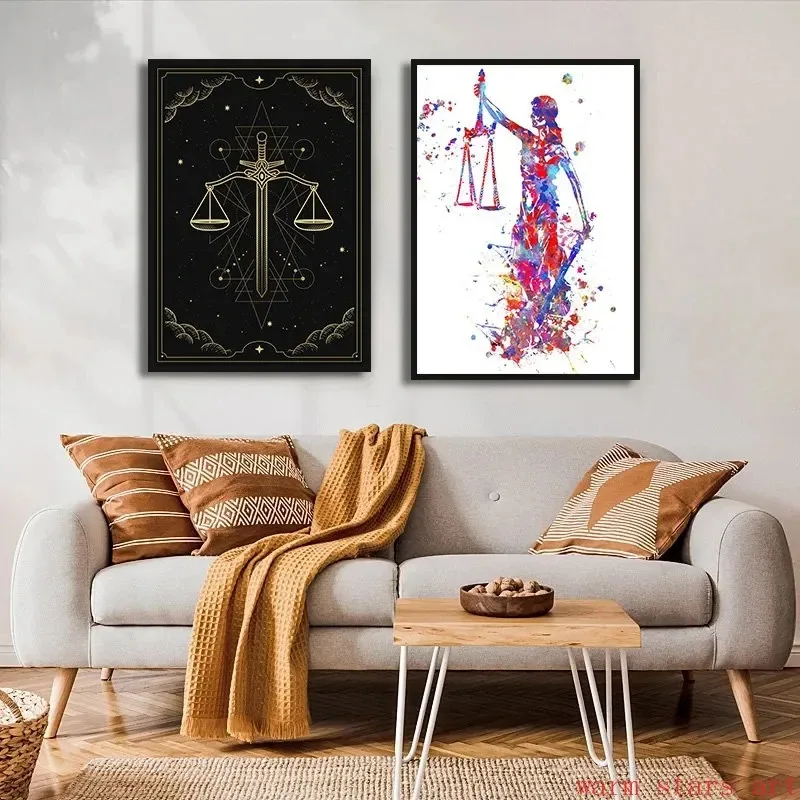 Graffiti Lady Justice Scales of Justice Nordic Modern Pictures Wall Art Judge Justitia Goddess Themis Canvas Painting Home Decor