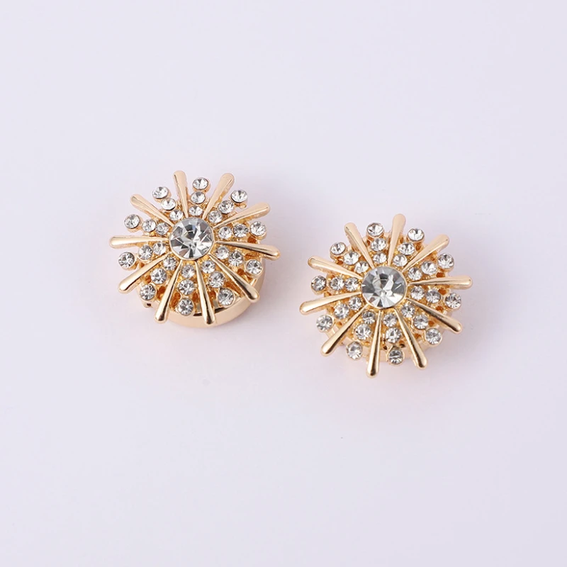 New Rhinestone Cufflinks for Women Shirt Button Crystal Cuff Links Fashion Luxulry Jewelry DIY Decoration Clothes Accessories