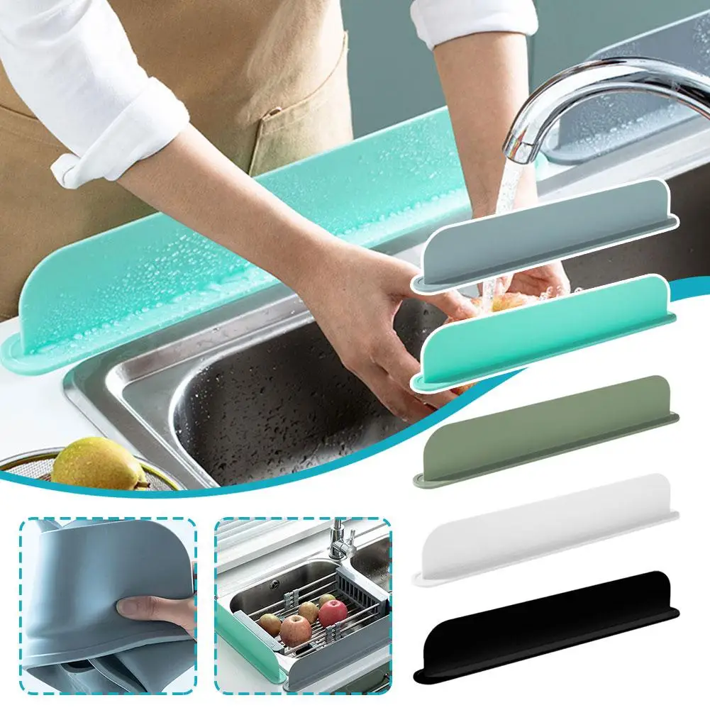 Silicone Sink Baffle Splash Guard With Suction Cups Non Slip Water Dam For Washing Dishes And Vegetables Adhesive Partition