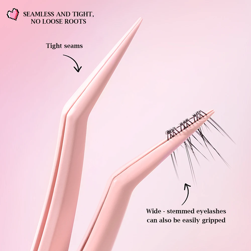 接着剤不要のまつげクラスター ピンセット グリーン/ピンク 粘着防止アプリケーター つけまつげ ピンセット 接着剤不要のまつげツール