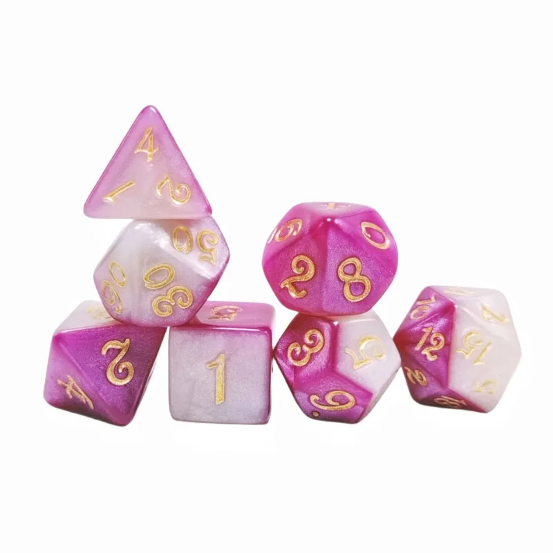 7Pcs/set New Multi Faceted Mixed Dual Color Layered Board Game Set with Multi Faceted Acrylic Dice