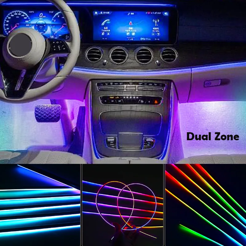 

18/22 in 1 Led Atmosphere Lamp Interior Neon Acrylic Strip RGB 64 Colors Rainbow Neon App Control Car Ambient Lights Dual Zone