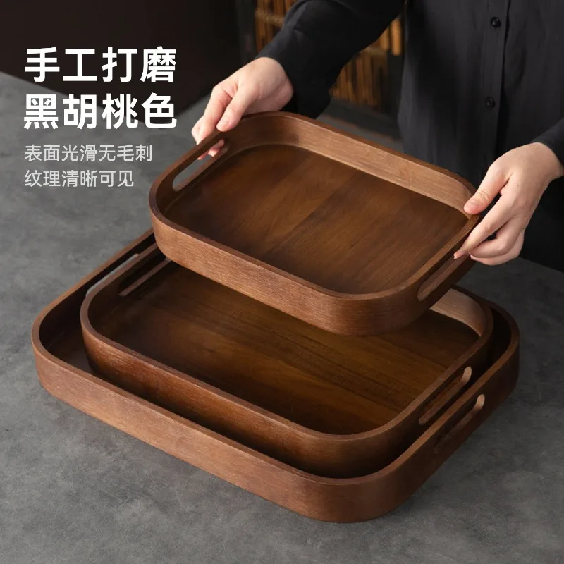 2026 New Solid Wood Tea Tray, Household Small Serving Plate, Multifunctional Storage Tray for Teacups Table Kitchen Use