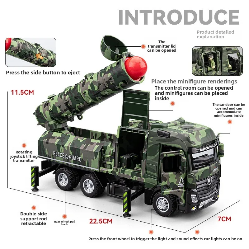 Symulacja 1/32 Samochód Pancerny Zabawka Odlew Stop Dźwięk i Światło Pojazd Zabawka dla Dzieci Prezent Urodzinowy Kolekcja Miniaturowa Samochód