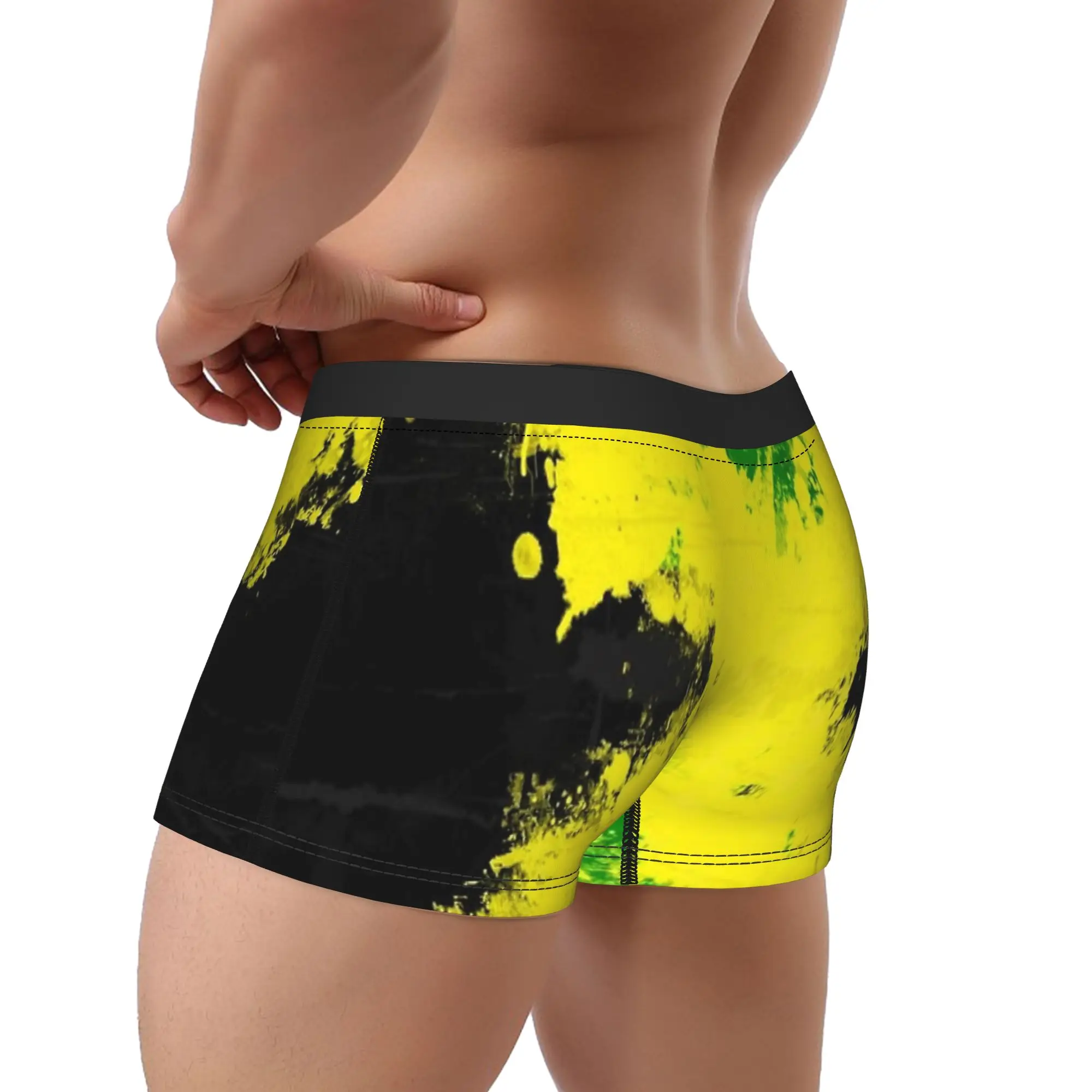 Jamaica Flag Gren And Yellow Underwear  Males Underpants Pattern Sexy Soft Boxershorts Trenky Boxer Brief Plus Size 2XL