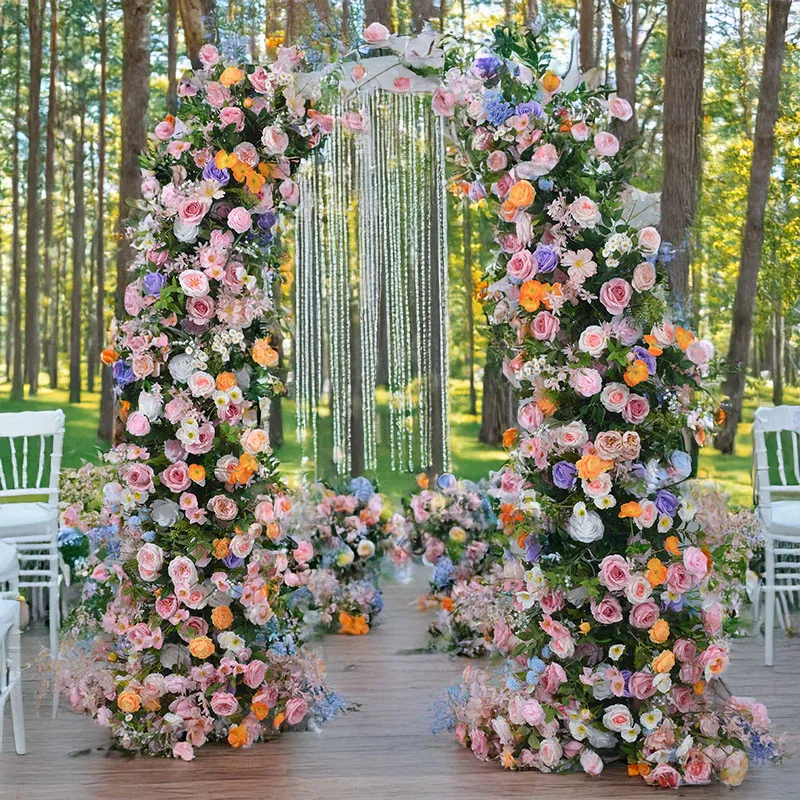 

180CMx150CM Monet Garden Wind Horn Flower Art Outdoor Wedding Arch Decoration Stage Background Decoration Colorful Roses