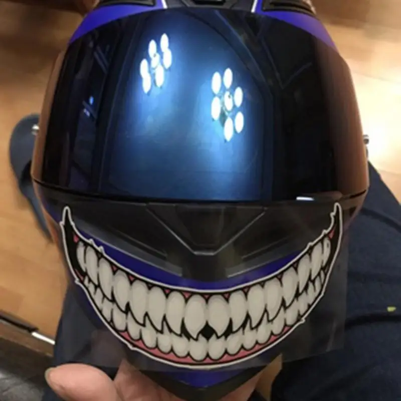 Motorcycle Hat Stickers Hat Decal Evil Smile Large Mouth Self Adhesive Hockey Hat Sticker Funny Car Accessories auto Decorative