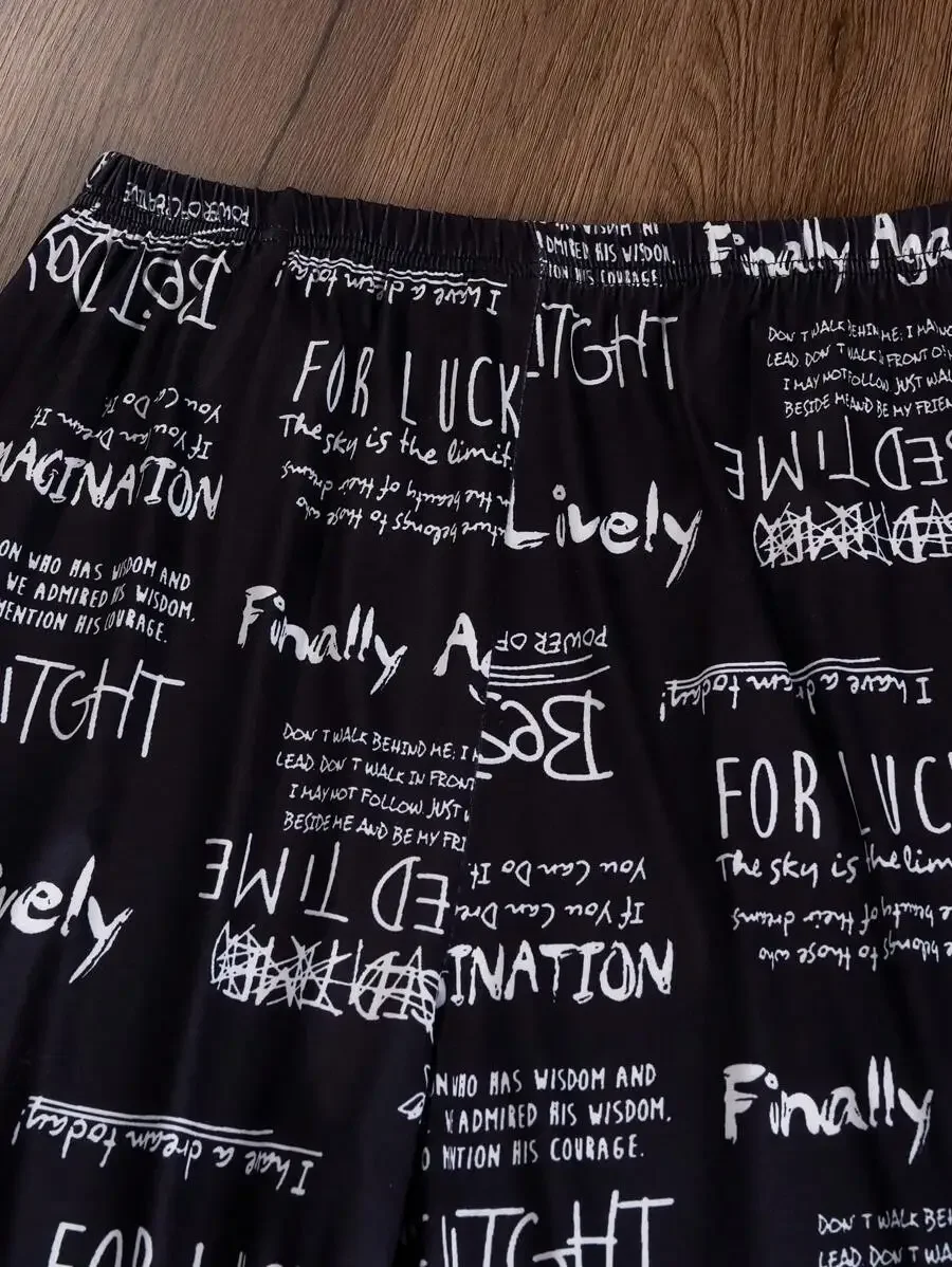 

3-Pack Mens Loose Fit Letter-Printed Summer Shorts, Lightweight Casual Home Sleepwear Bottoms