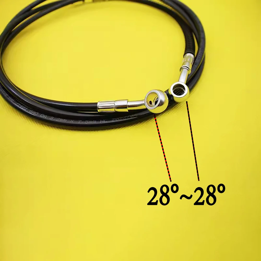 10cm~500cm Motorcycle Brake Clutch Oil Hose Line Pipe Hydraulic Reinforced Stainless Steel Braided Hose 28°-28°-90° M10 Banjo