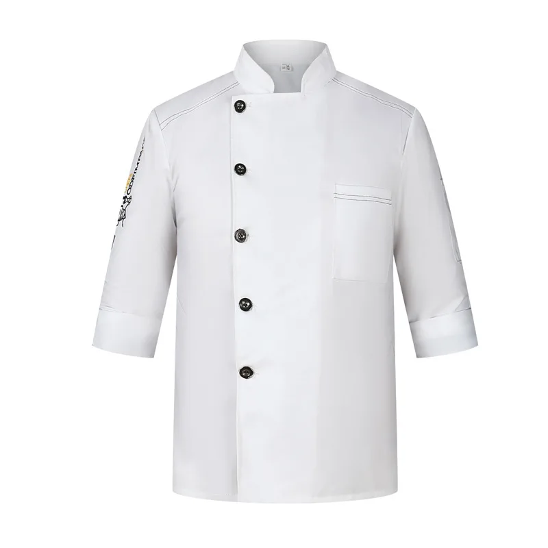 Chef macacão masculino manga curta respirável mangas compridas catering moda estilo chinês chef uniforme cozinha plus size