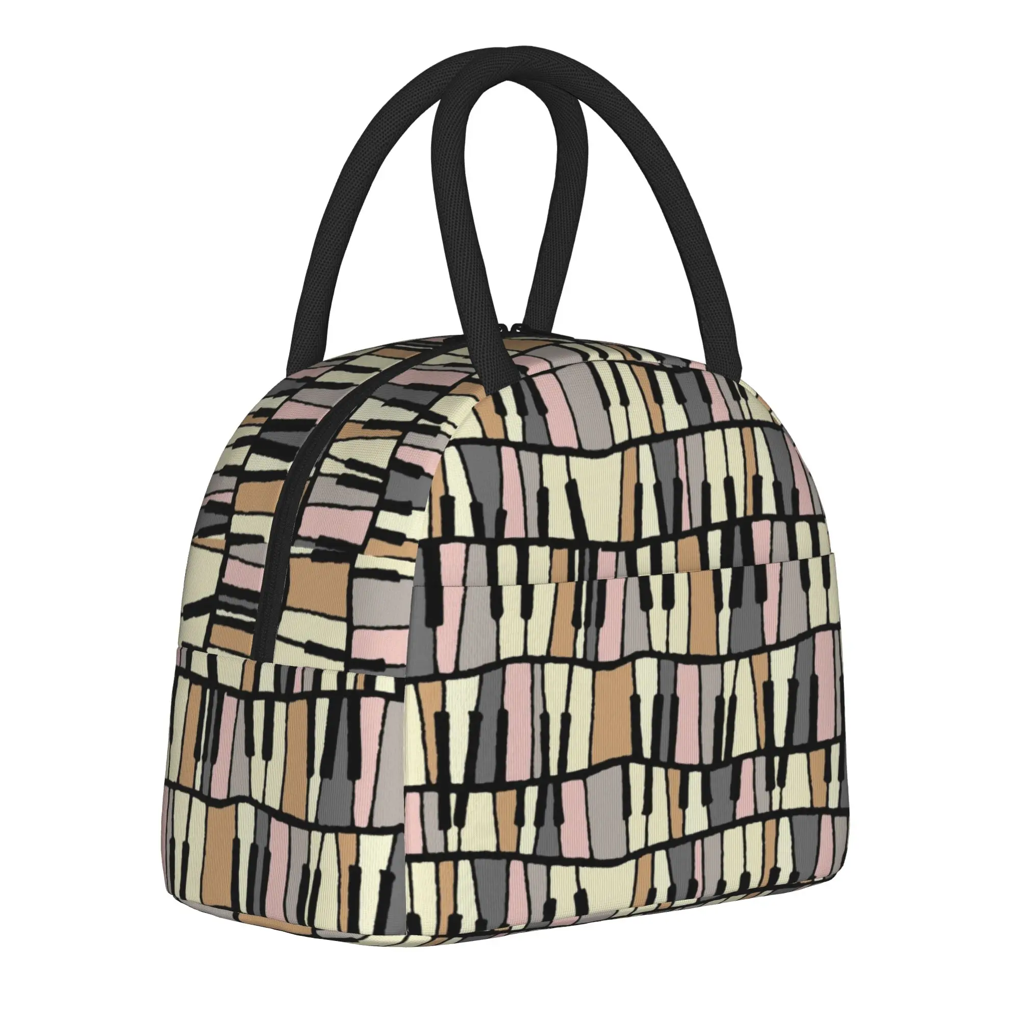 Vintage Piano Keyboard Art Insulated Lunch Bag Large Music Note Lunch Container Cooler Bag Tote Lunch Box College  Outdoor