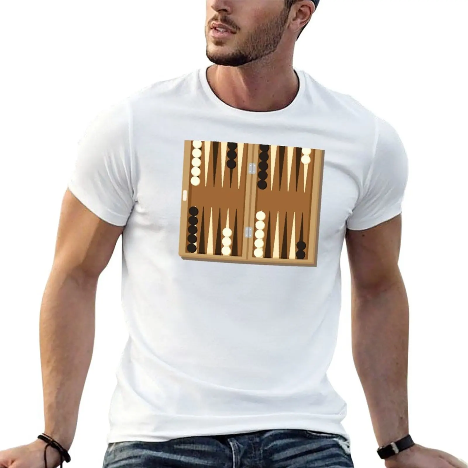 

Футболка BACKGAMMON BOARD, футболки для мужчин, белая мужская футболка, футболка с рисунком