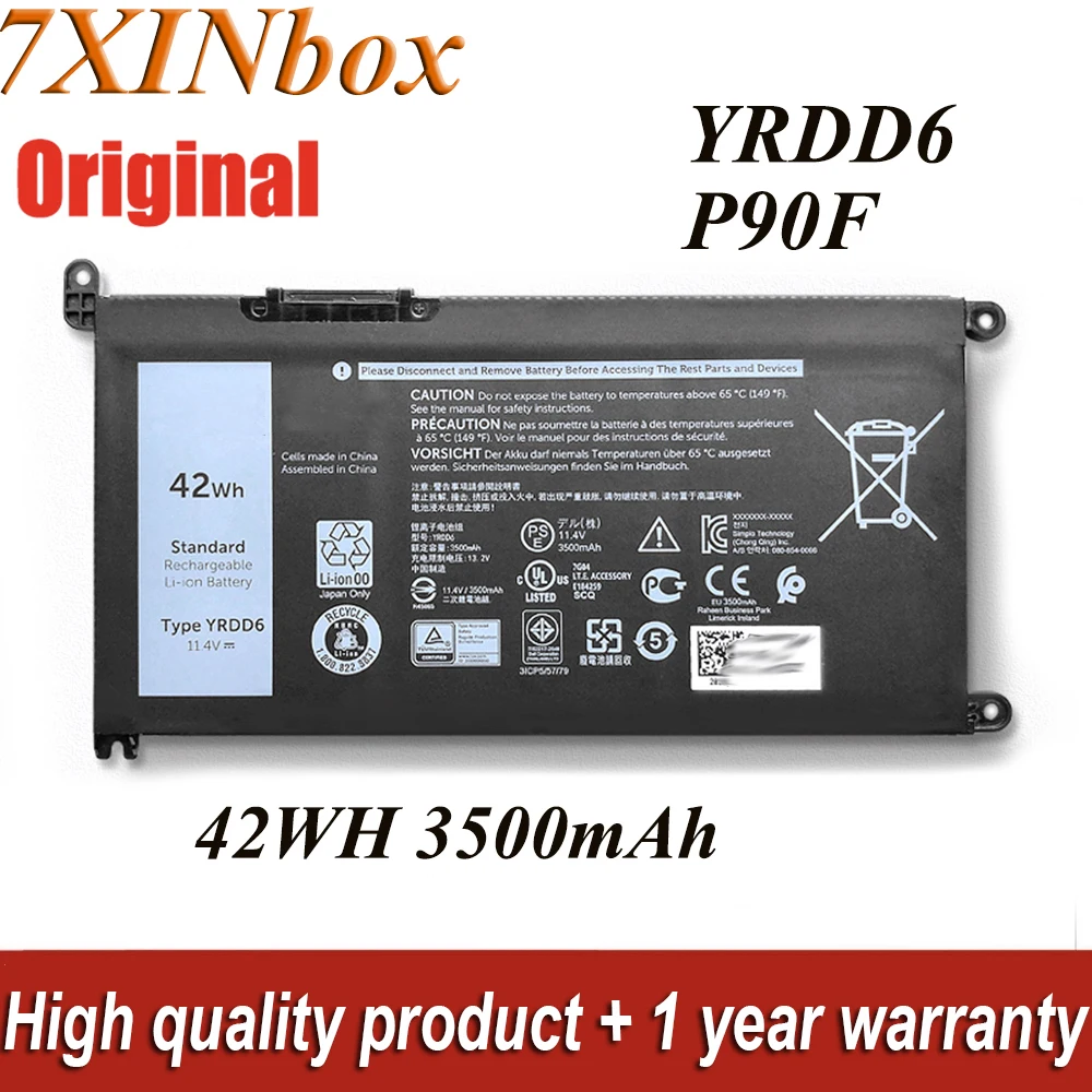 

7XINbox 11.4V 42Wh YRDD6 P90F VM732 Original Laptop Battery For Dell Latitude 3300 3400 Inspiron 14 5585 3400 5488 5493 5593 Etc