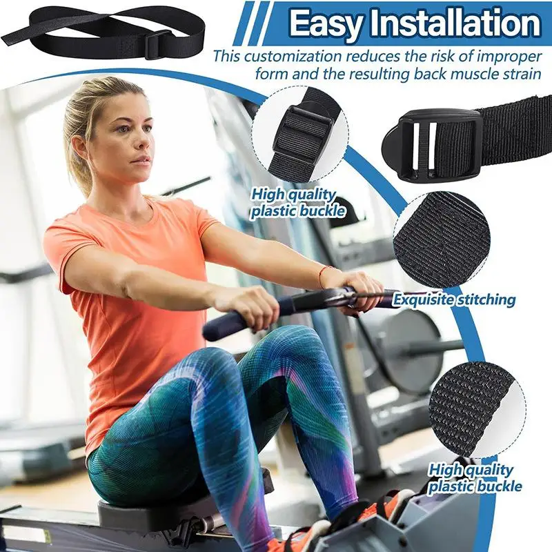 Rowing Machine Foot Straps 2Pcs Adjustable Durable Nylon Anti-Slip Secure Buckle Perfect for Home Gym Workout Rower Replacement