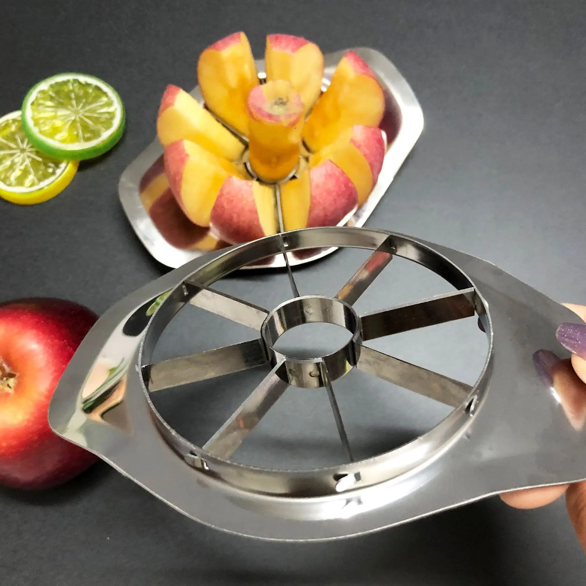 Küchenhelfer Edelstahl Komfort Griff Teiler Apfelschneider Gemüse Obst Werkzeuge – Detail 1
