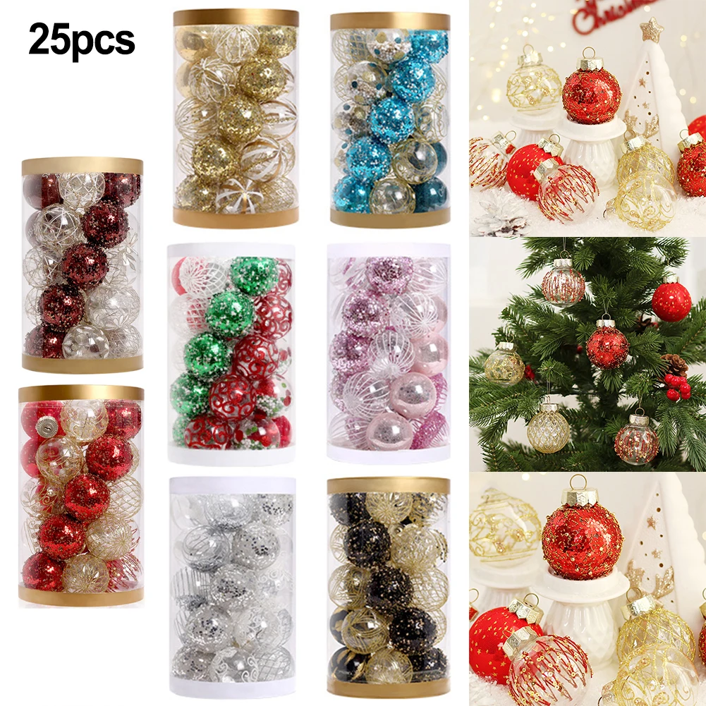 

25pcs Christmas Ball Ornaments For Christmas Decorations Xmas Tree Shatterproof Ornaments Hanging Holiday Wedding Party Decor