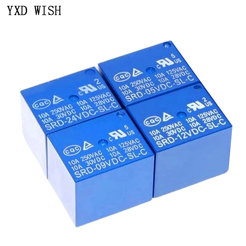 50PCS/lot Power Relays SRD -05V 09V 12V 24VDC -SL-C 10A 250VAC Relay 5Pin SRD-05-SL-C SRD-12VDC-SL-C SRD-24VDC-SL-C Relay