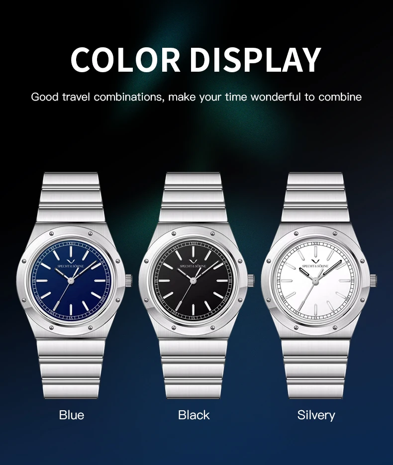 2025 جديد جودة عالية Specht & Söhne ساعة كوارتز فاخرة للرجال اللون الأزرق اليابان VH31 Movt ساعة يد رياضية 50 متر مقاوم للماء