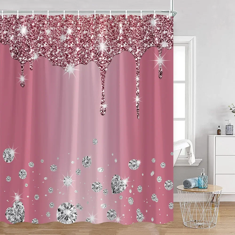 Glitter Shower Curtains Dripping Glitter (No Sequin) Shining Diamond Elegant Bathroom Decorations Polyester Fabric Bath Curtain