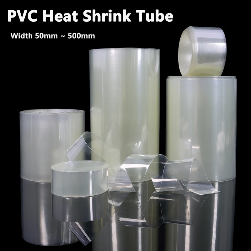 3/5m Clear PVC Heat Shrink Tube Width 50mm ~ 500mm 18650 Lipo Battery Pack Insulated Cable Sleeve Battery Wrap Protection Film