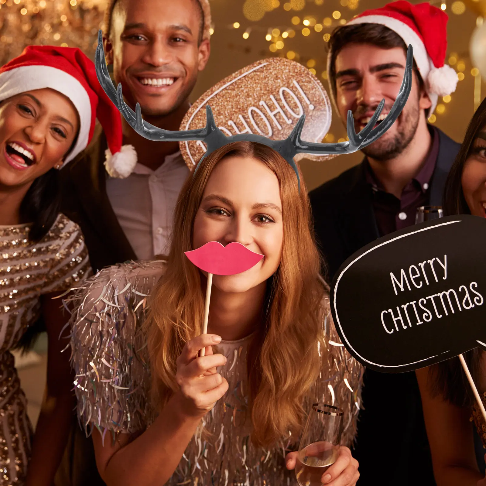 ブラッククリスマスアントラーヘアバンドトナカイホーンヘッドバンドエルクヘアクラウン女性パーティーコスチュームマスカレードハロウィン