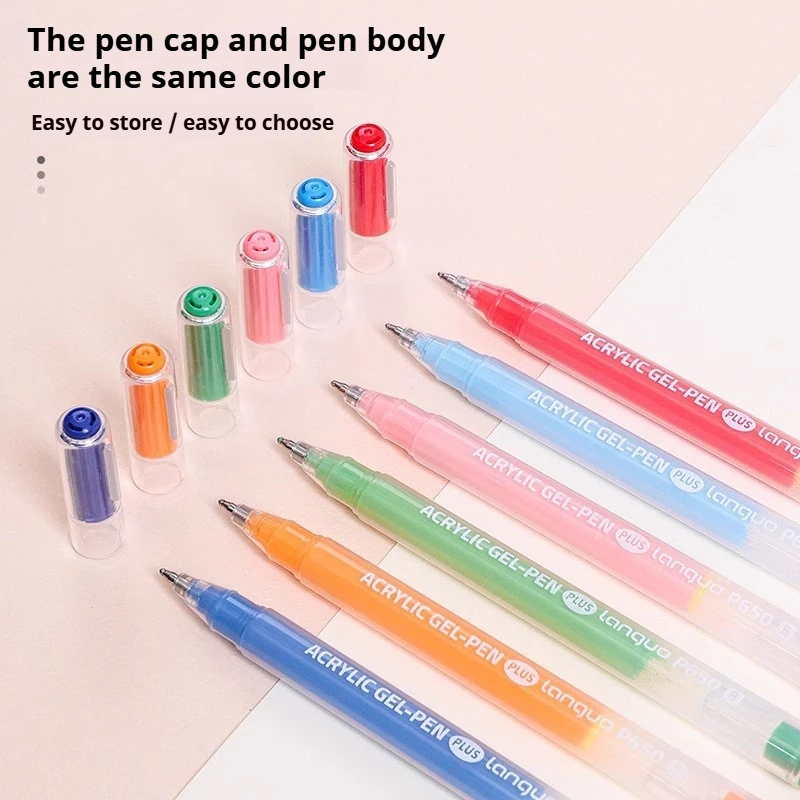 Languo 6Pcs/set Acrylic Painting Handbook Pens Multi-Color Gel Pen Student Neutral Pen Writing Drawing Marker Pens Stationery