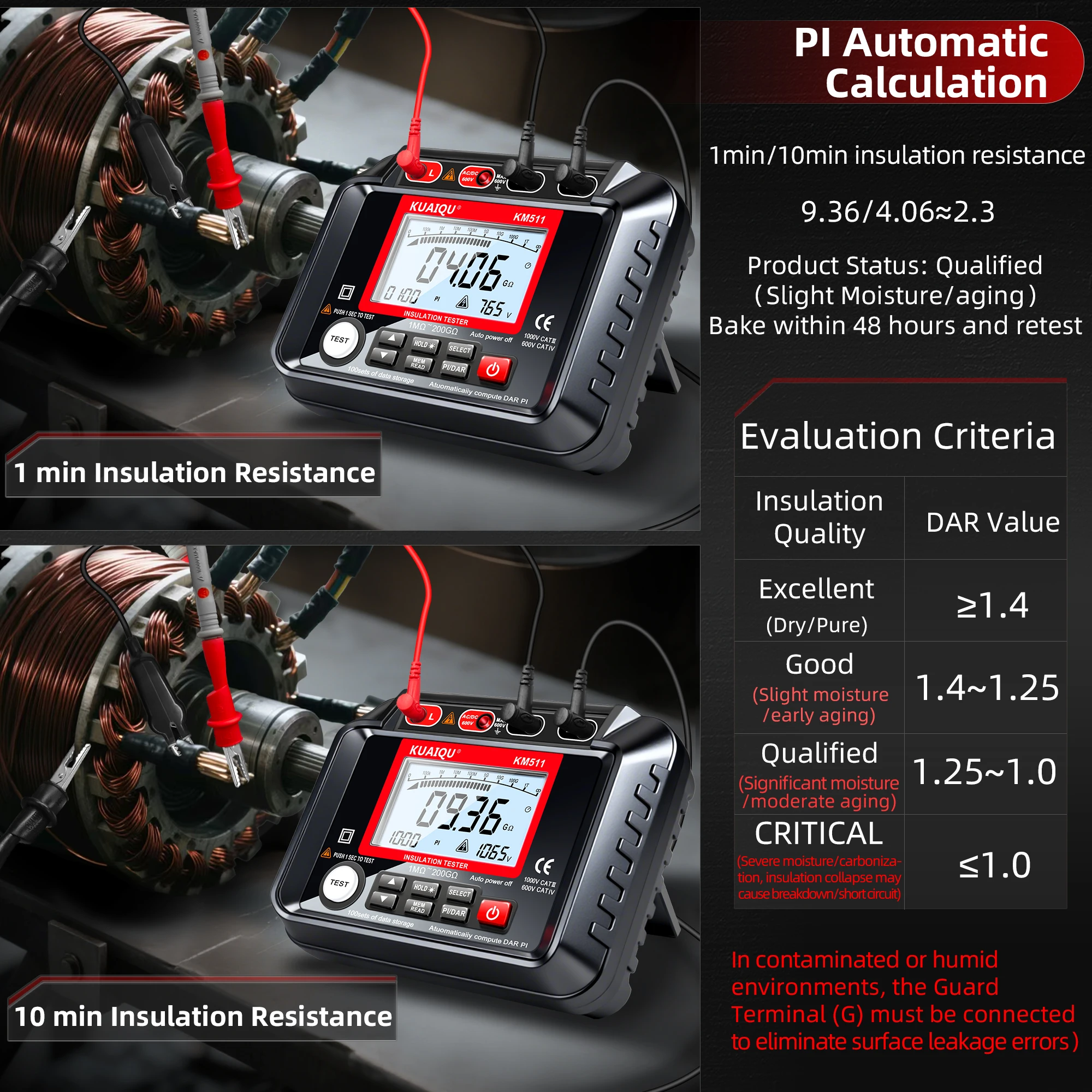 KUAIQU KM511 Megger تستر العزل المقاومة متر أوم التيار المتناوب/تيار مستمر الجهد الأرض الجهد العالي الرقمية Megohmmeter أداة كهربائي