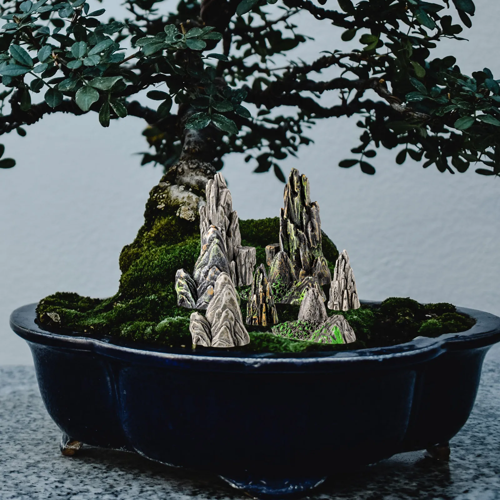 

8Pcs Miniature Rockery Aquarium Decoration Resin Mini Mountain Zen Room Micro Landscape Accessory Mini Resin Rockery