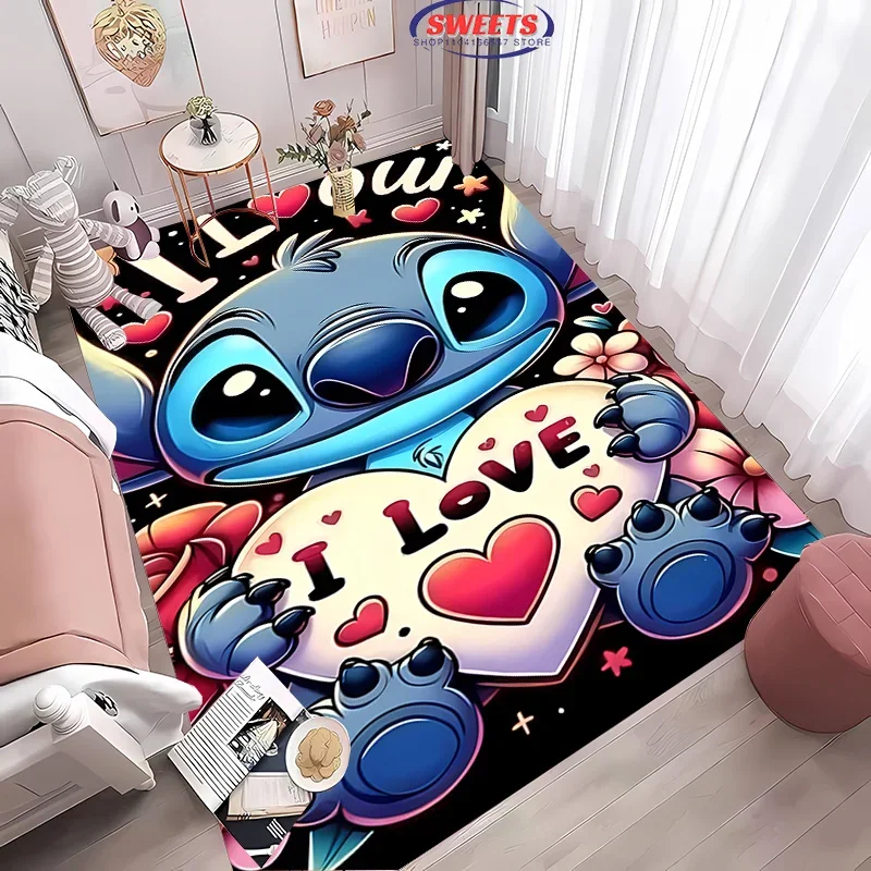 3D Disney Stitch Area Carpet, Living Room and Bedroom Household Items,Children's Room Sofa Mat, Doormat Floor Anti-slip Rug,Gift