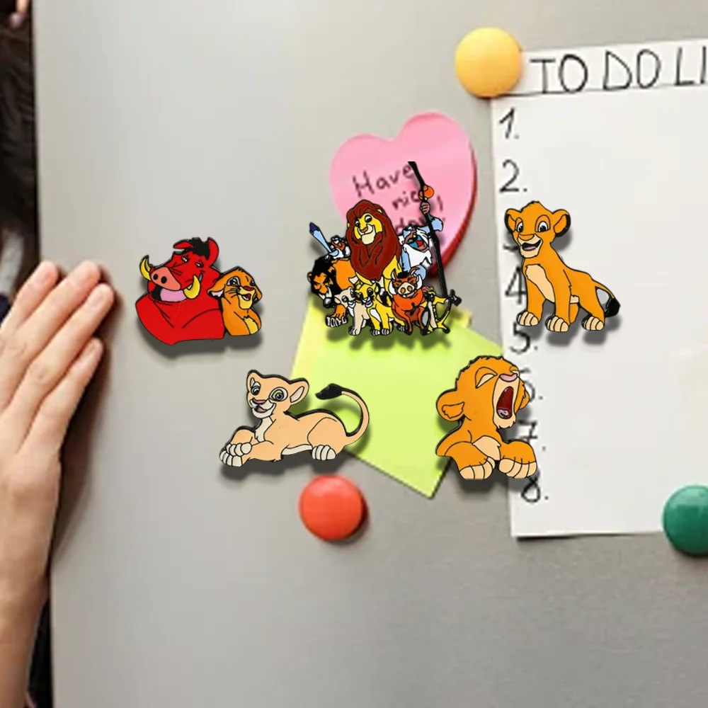 

5 Pcs Creative and Lovely Cartoon Anime King of The Jungle Metal Alloy Brooch Refrigerator Magnets Decorative Gift for Friends