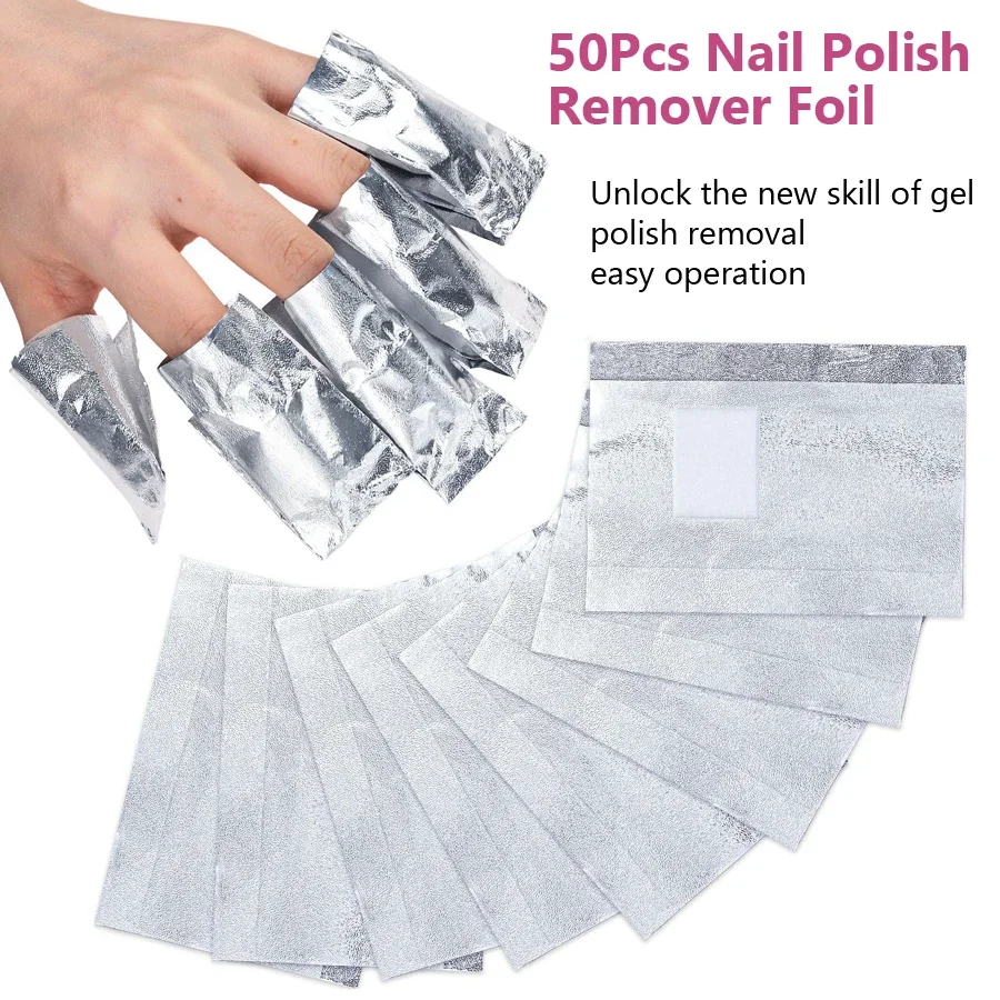50Pcs Nail Polish UV Gel Remover Foil with Cotton Pads, Convenient Nail Polish Removal Tool