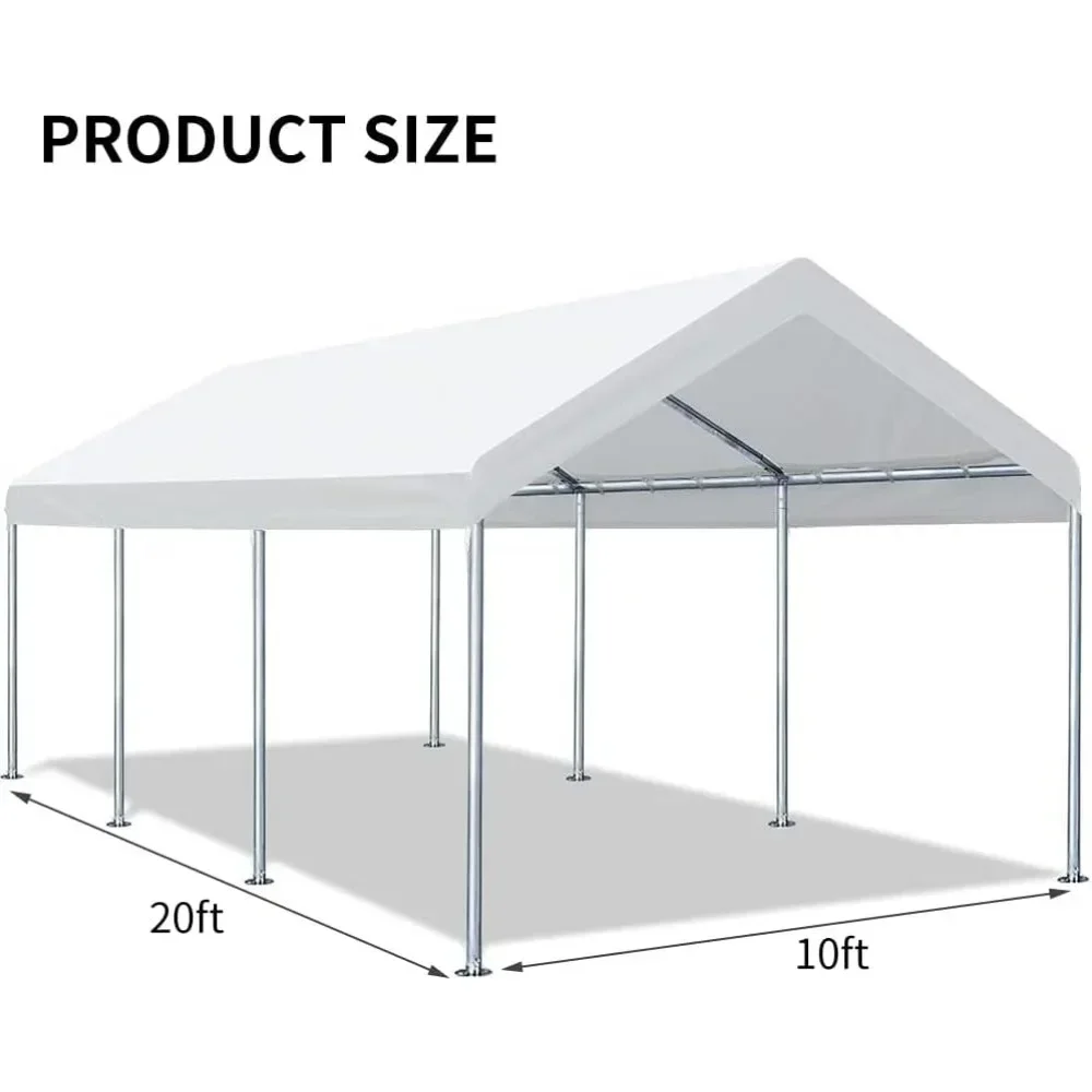 Imagem -04 - Barraca do Dossel do Carport para a Garagem Somente Tarp Superior da Substituição Tampa do Abrigo do Carro com Bungee da Bola Branco 10 x 20