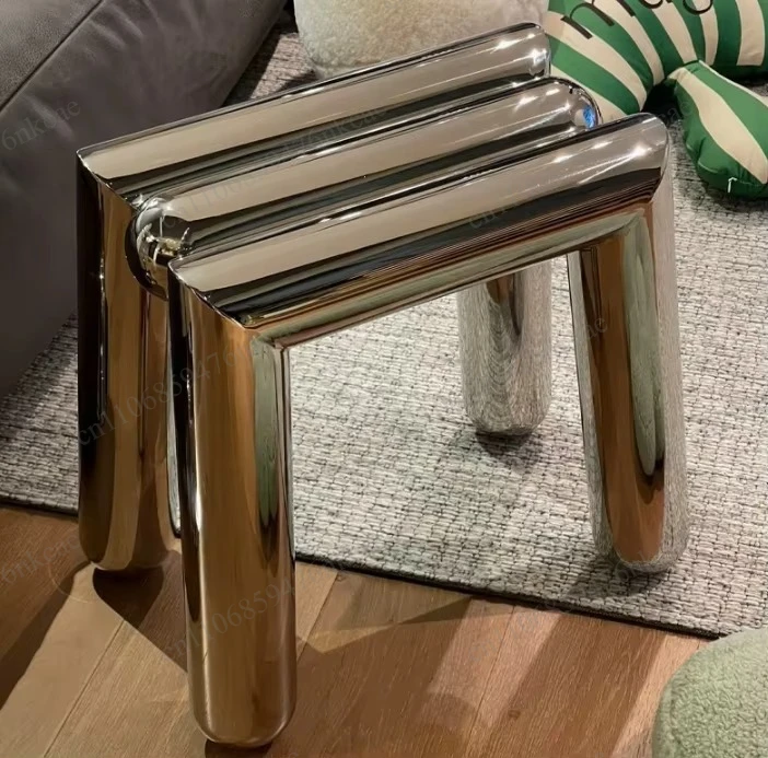 Stainless Steel Shoe Stool, Mobile Living Room Shelf, Tea Table, Hallway Low Stools, Bedroom Makeup Chair, Movable Furniture