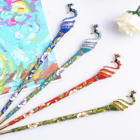 1PC Vintage Enamel Peacock Hair Stick Rhinestone Hairpin Women Banquet Chopsticks Clip Jewelry Chinese Hair Accessories Headwear