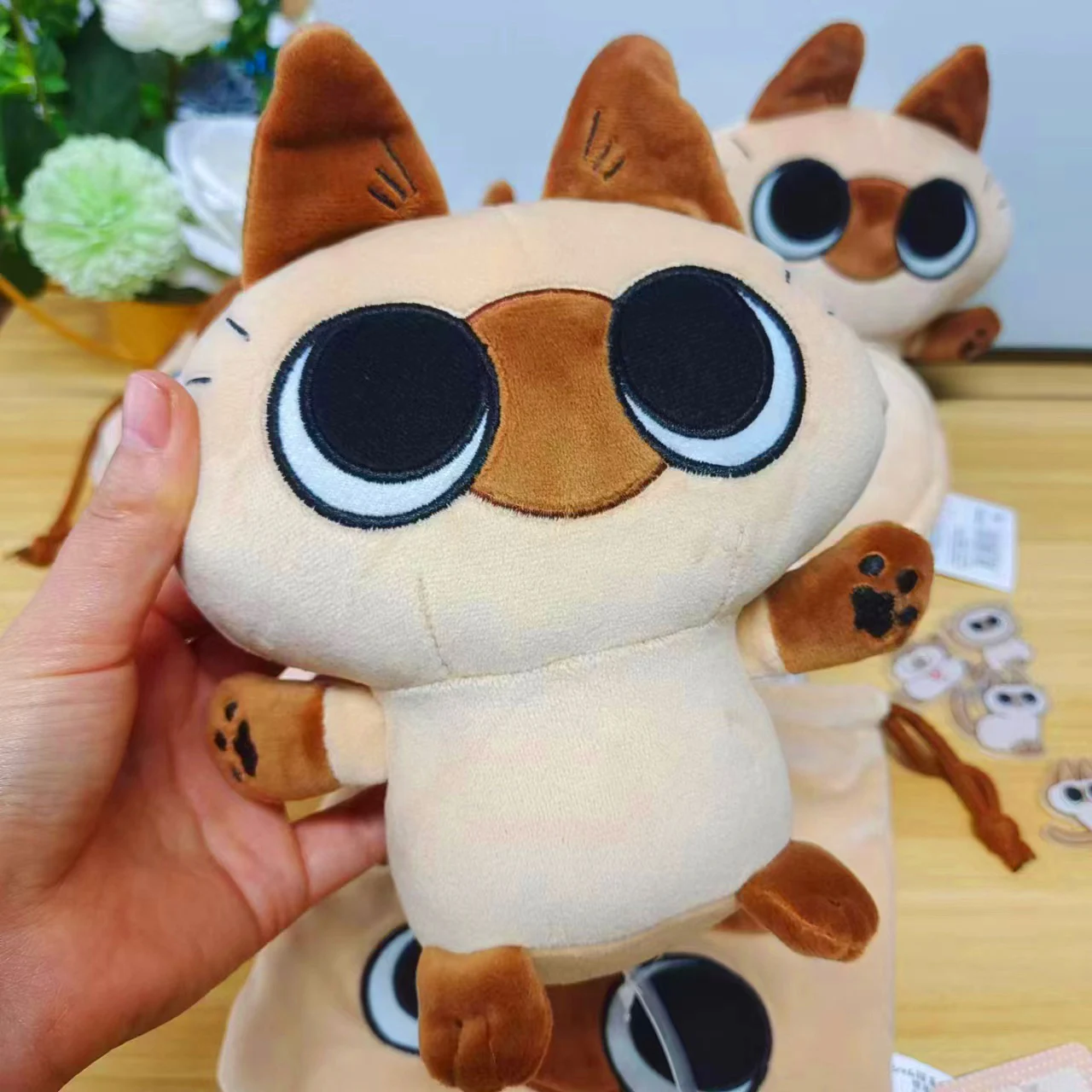 Colgante de felpa de gato siamés, bolsa de almacenamiento de dulces, monederos de monedas, broche, Cosplay, regalos de cumpleaños para niñas, pasta de frijol pequeña