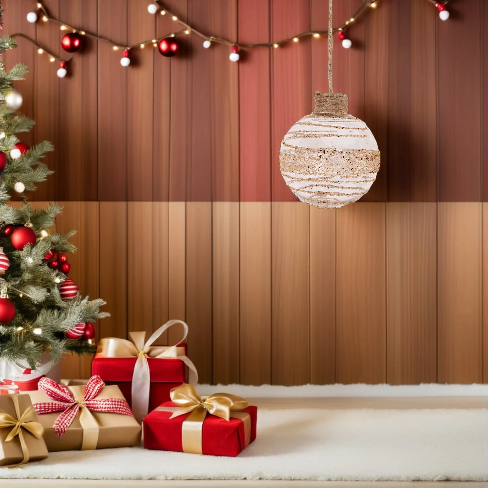 

6Pcs Clear Christmas Balls Shatterproof Plastic Ornament Baubles Twine Hanging Xmas Tree Decorations Holiday Wedding Party