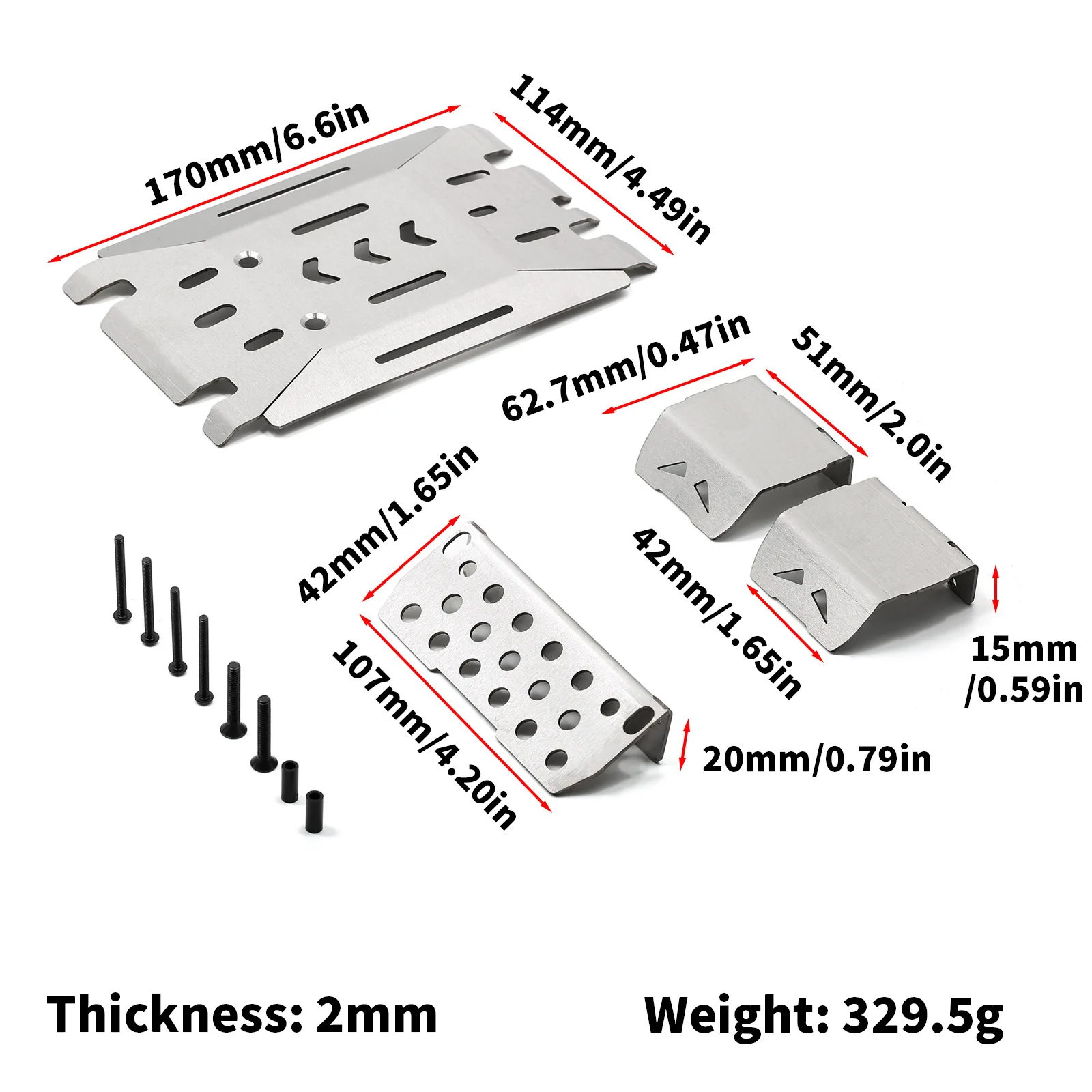 LEILALUO UM07 U4000 Stainless Steel Chassis Armor Guard Protection Protector Skid Plate RC Car Upgrade Parts Accessories