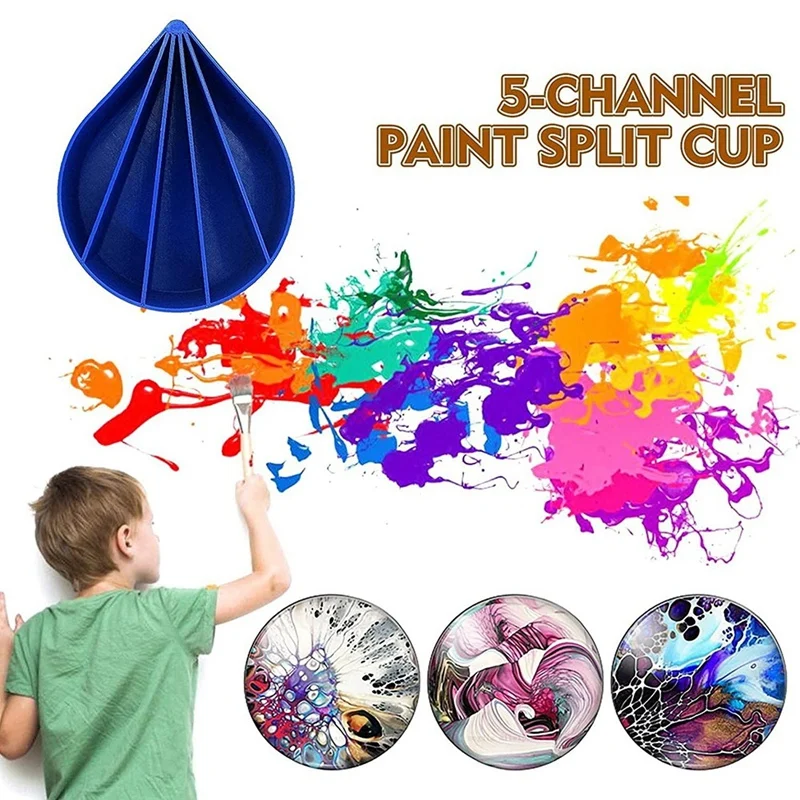 12Oz Split Cups For Paints Pouring - Acrylic Paint Pour Cup 5 Channels Dividers Painting Tools