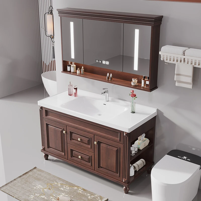 American Bathroom Cabinet Drawer Light Standing Wall Shelves Storage Organization Vanity Mirrors Meuble Toilette Furniture