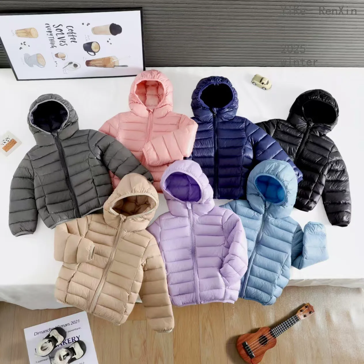 

Solid Casual Thin Parkas Autumn Winter Toddler Boys Girls Loose Zipper Hooded Down Parka Cotton-padded Outerwear Kids Soft Coat