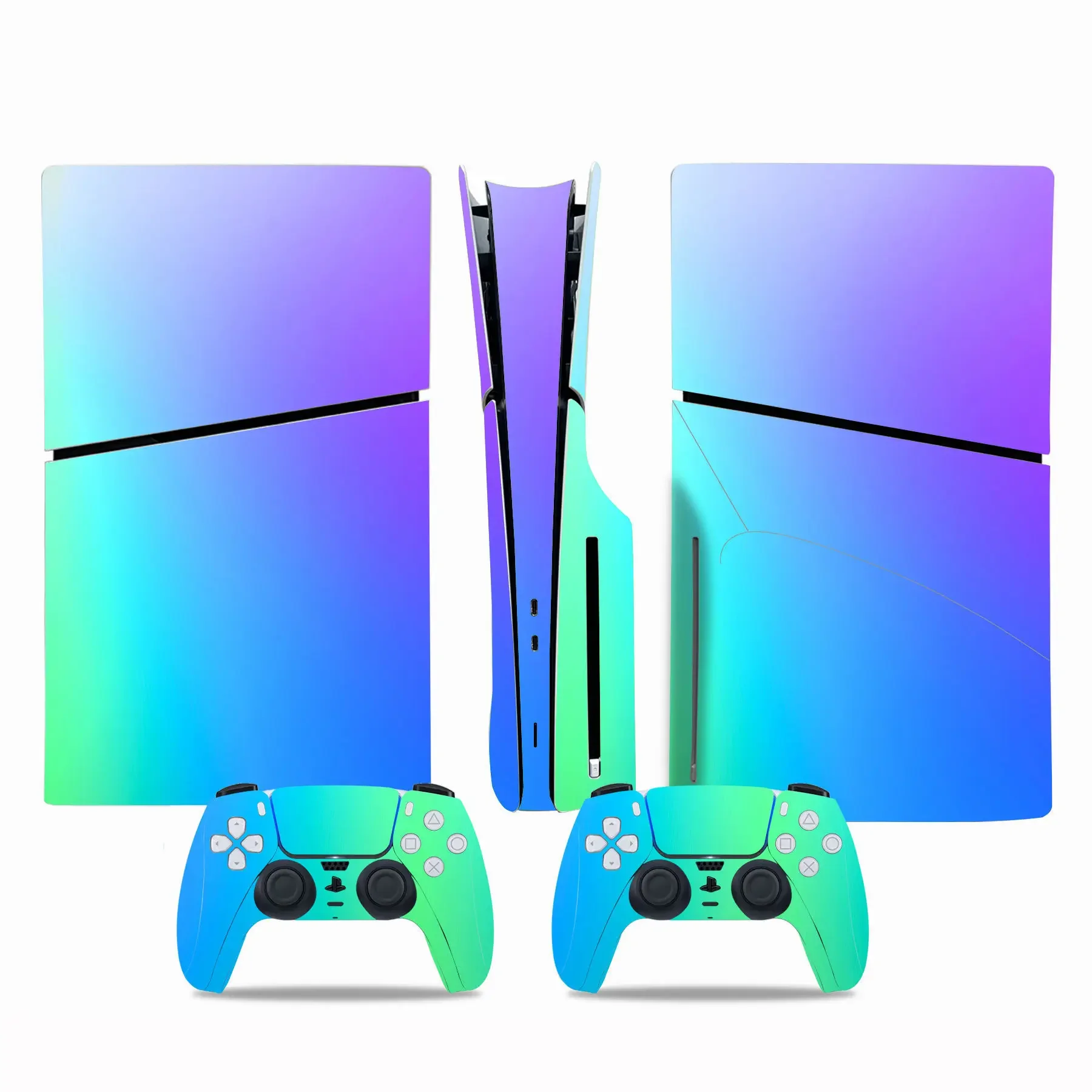 For PS5 Slim Gradient Color Skin Sticker PVC Air-release Easy to Apply for Console & Controller Disc & Digital Edition