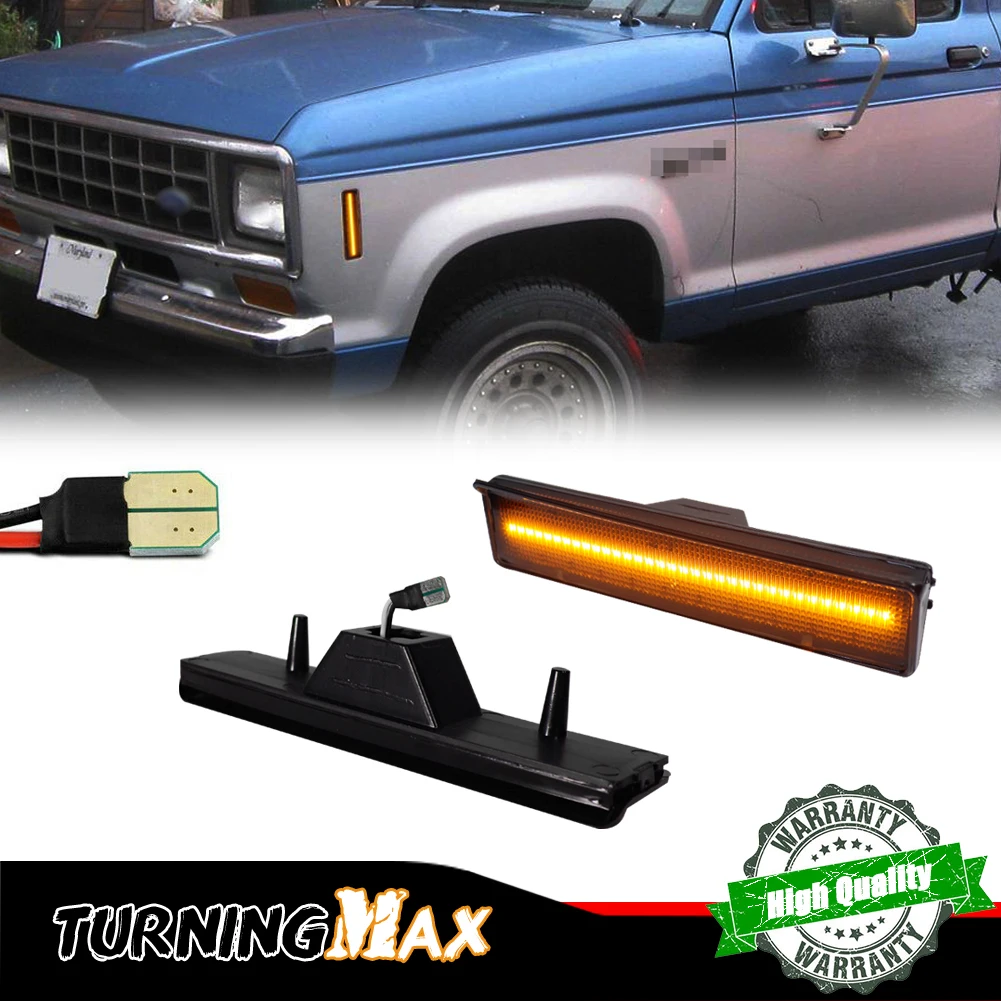 

2pcs Front Fender LED Side Marker Lights Amber/white For 1980-86 Ford BRONCO F150 F250 F350