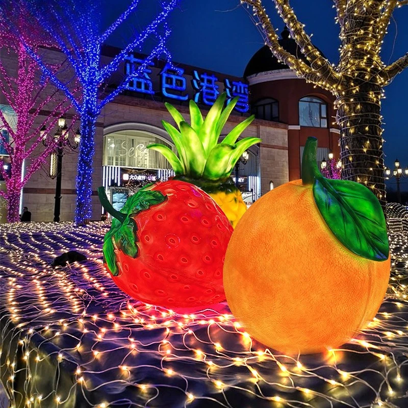 Outdoor simulation pomegranate dragon fruit orange strawberry light B & B hotel square courtyard sketch lawn landscape light