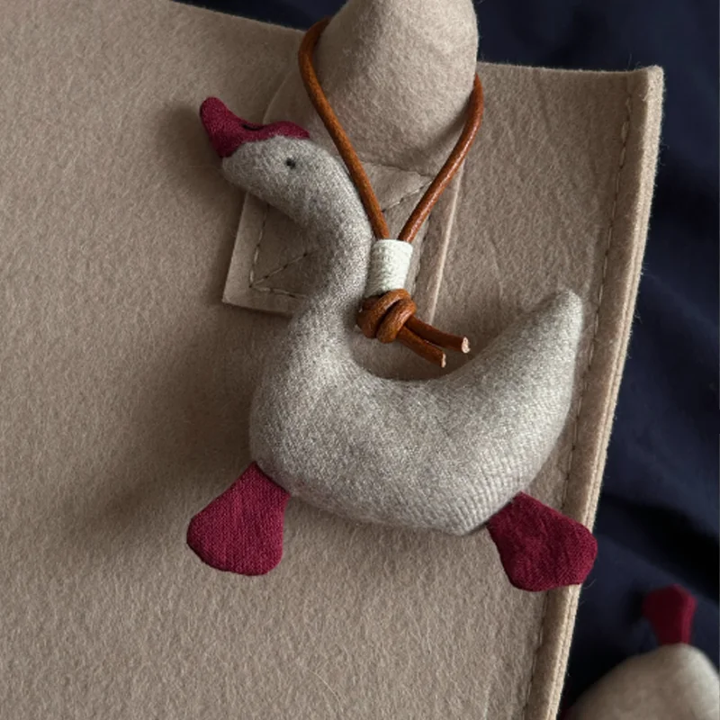 New Arrival Handmade Goose Bag Pendant Keychain Christmas White Grey For Man Or Woman Gift