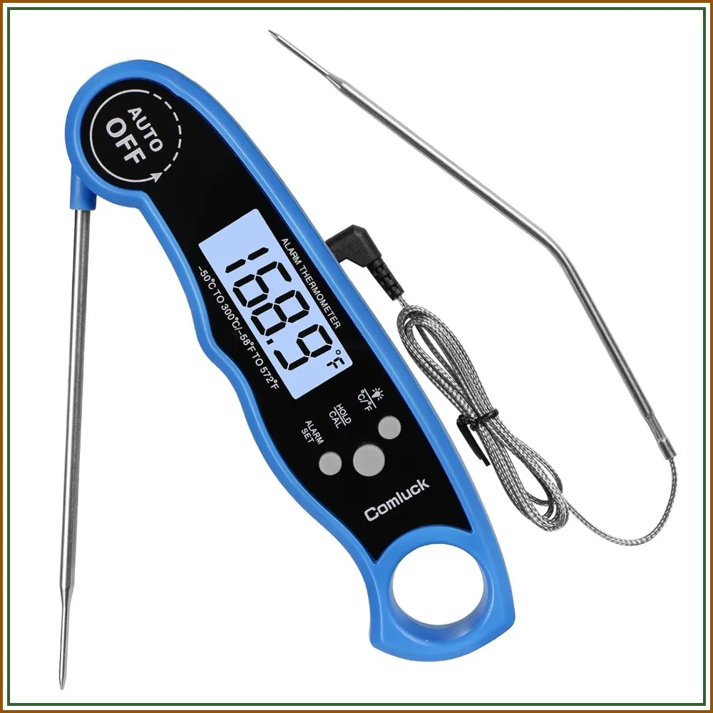 Instant Read Dual Probe Meat Thermometer for Grilling & Smoking - Fast Accurate, Backlit, Magnetic, Alarm