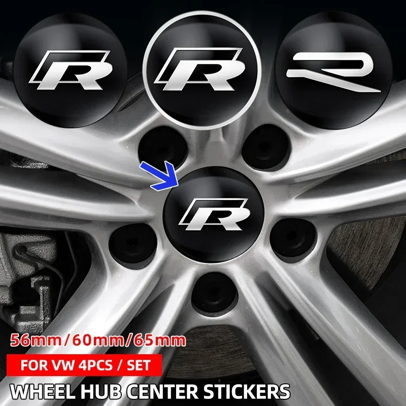 4pcs 56mm 60mm 65mm Car Wheel Center Hub Cap Badge Logo Emblem Decal Wheel Sticker For Volkswagen VW Touran Beetle Golf Passat