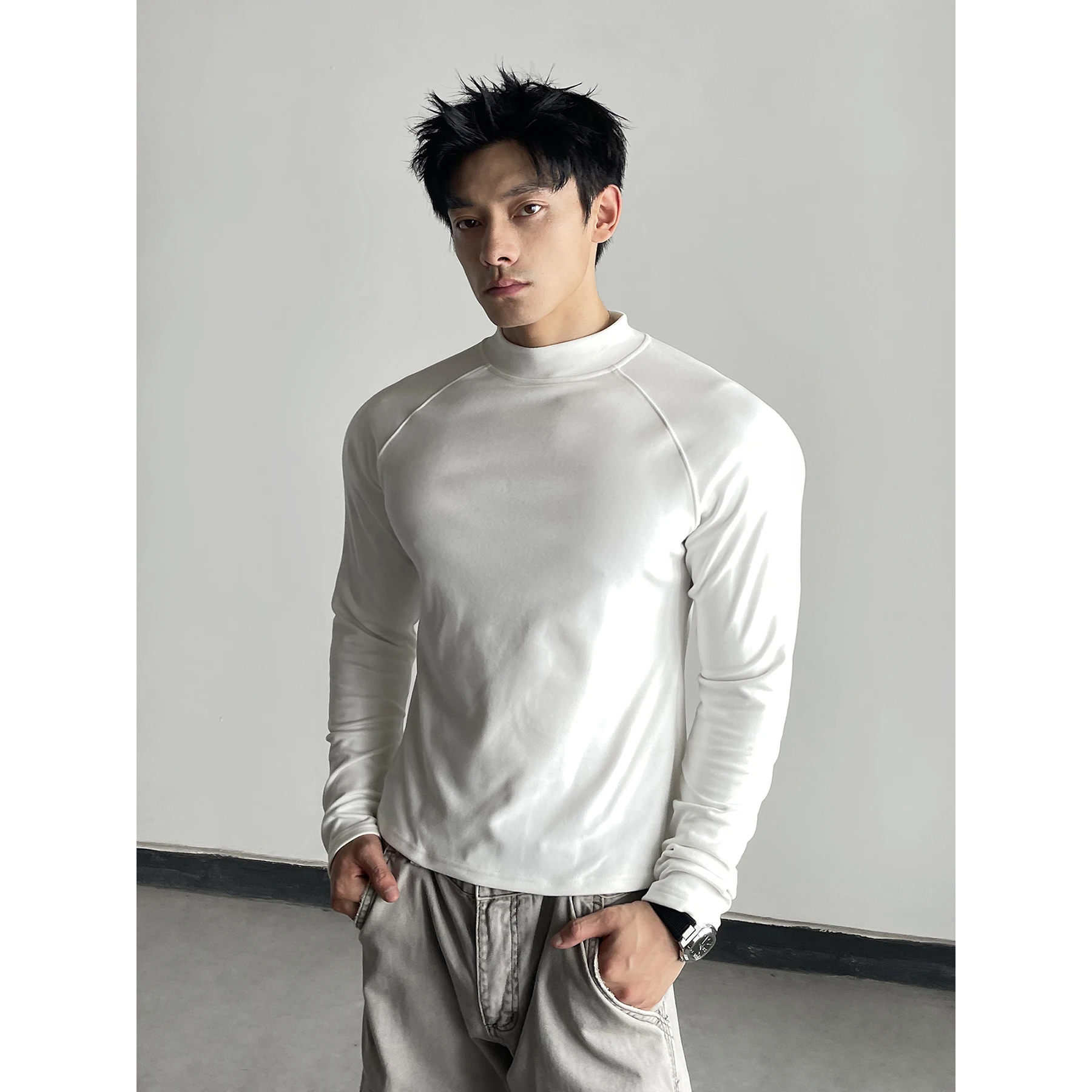 

anyu Men's Long Sve Base irt Casual Training Fitn Wear Thermal Dervo oulder Sve Insertion Loose Fit Cotton T-s...