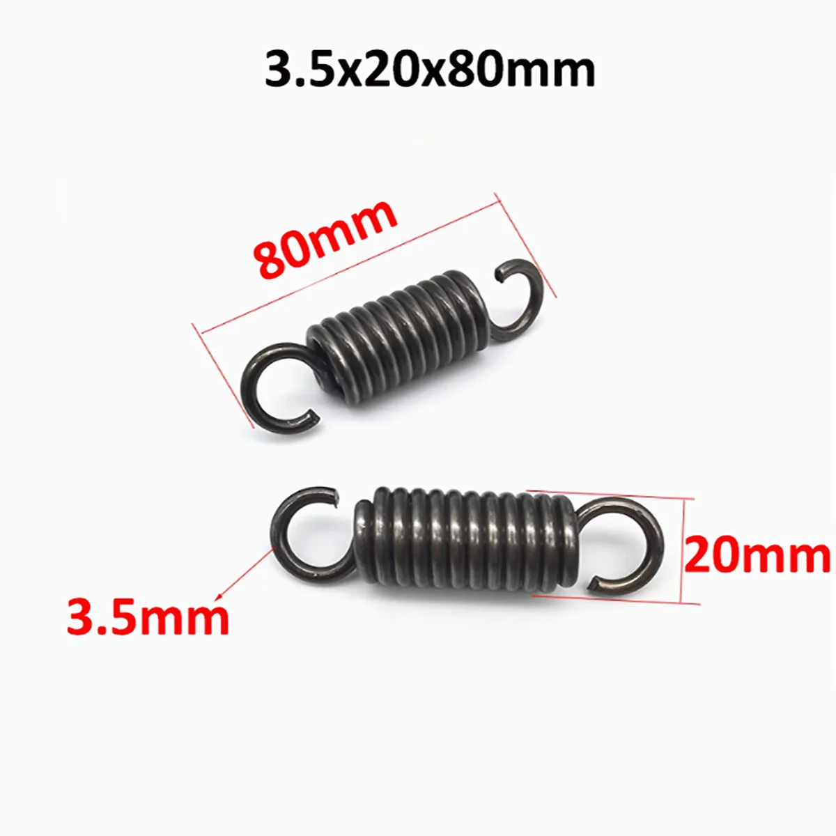 Molas de tensão grandes, 2 peças, diâmetro do fio 3.5mm od 20mm, molas de extensão, extremidades de gancho, mola de aço, comprimento 80/90/100mm-200mm