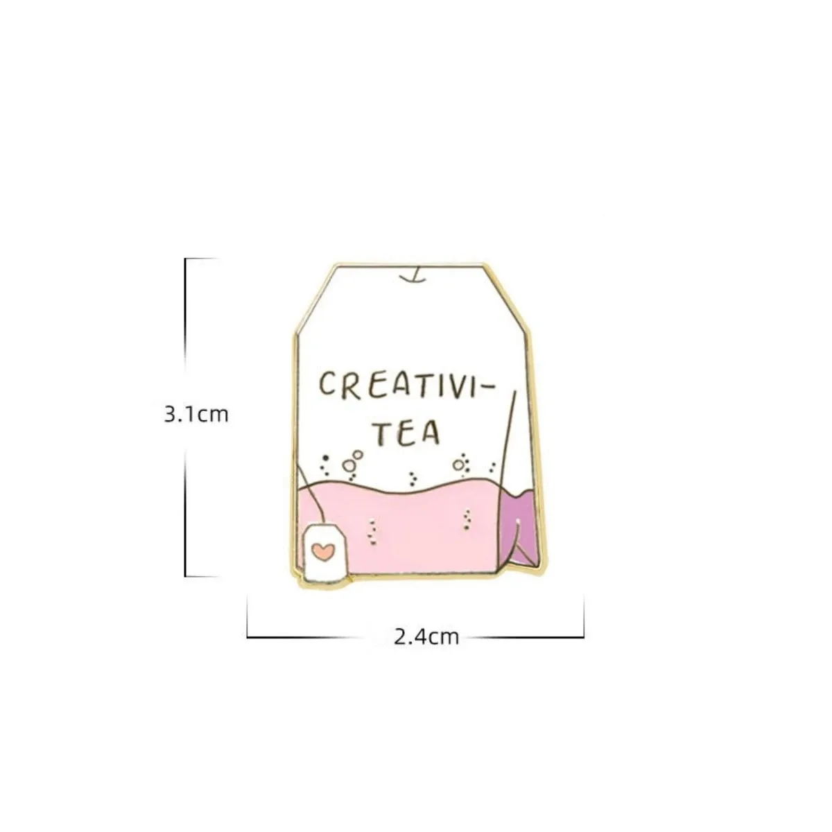 Cute Cartoon White Pink Tea Bag Enamel Brooch Creative Tea Lapel Pin Badge Backpack Clothing Hat Accessories